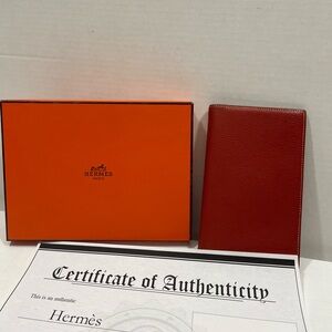 Authentic HERMES burnt orange brown leather agenda wallet w box and certificate